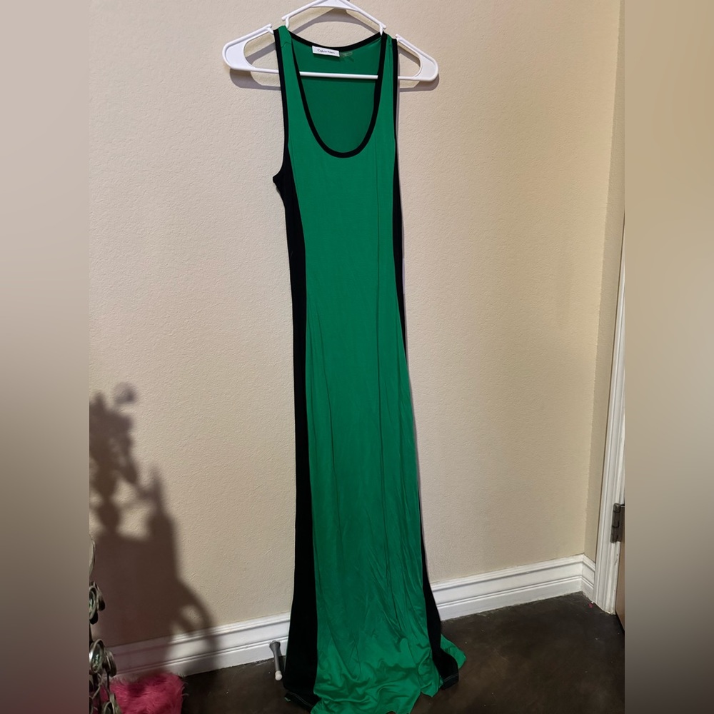 Calvin Klein green and black maxi dress